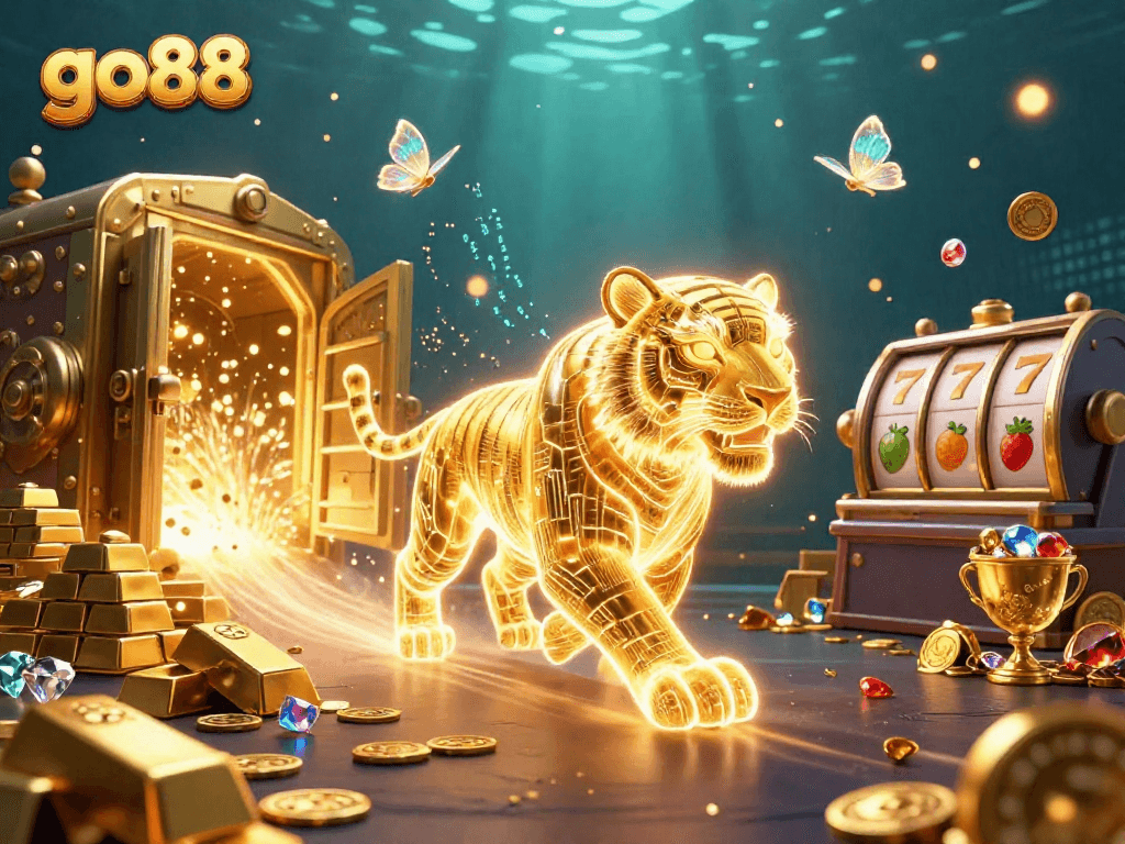 Win big at go88 with an exciting 3D casino adventure featuring a golden tiger.