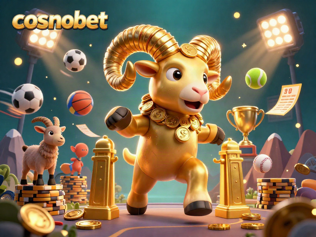 Engage with exciting cosmobet gaming through a vibrant scene of golden ram and sports action.