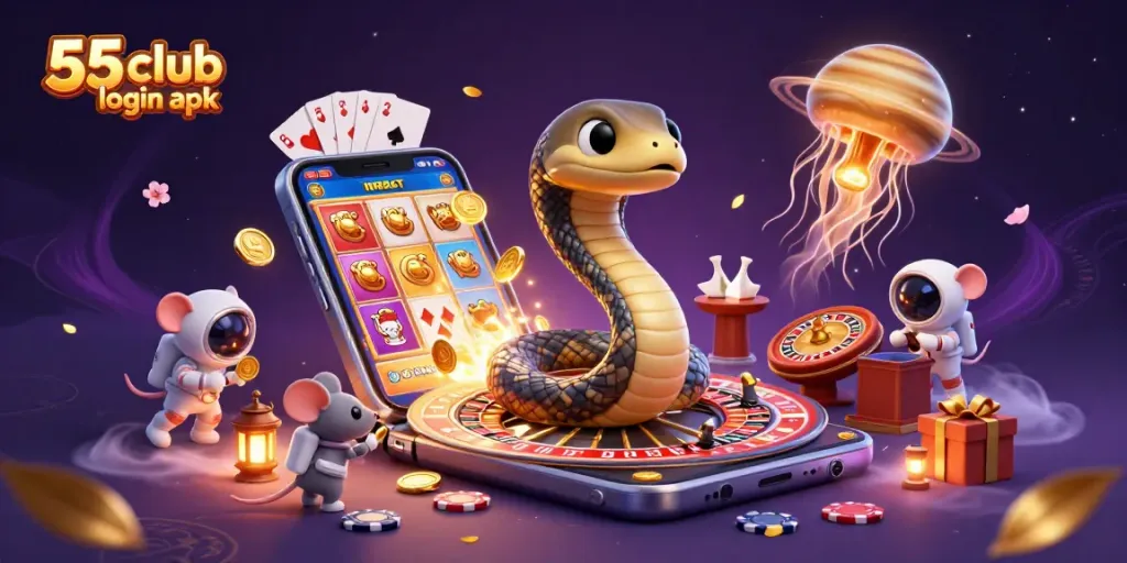 Experience the excitement of 55 club login apk with astronaut mice betting on a cosmic roulette scene.