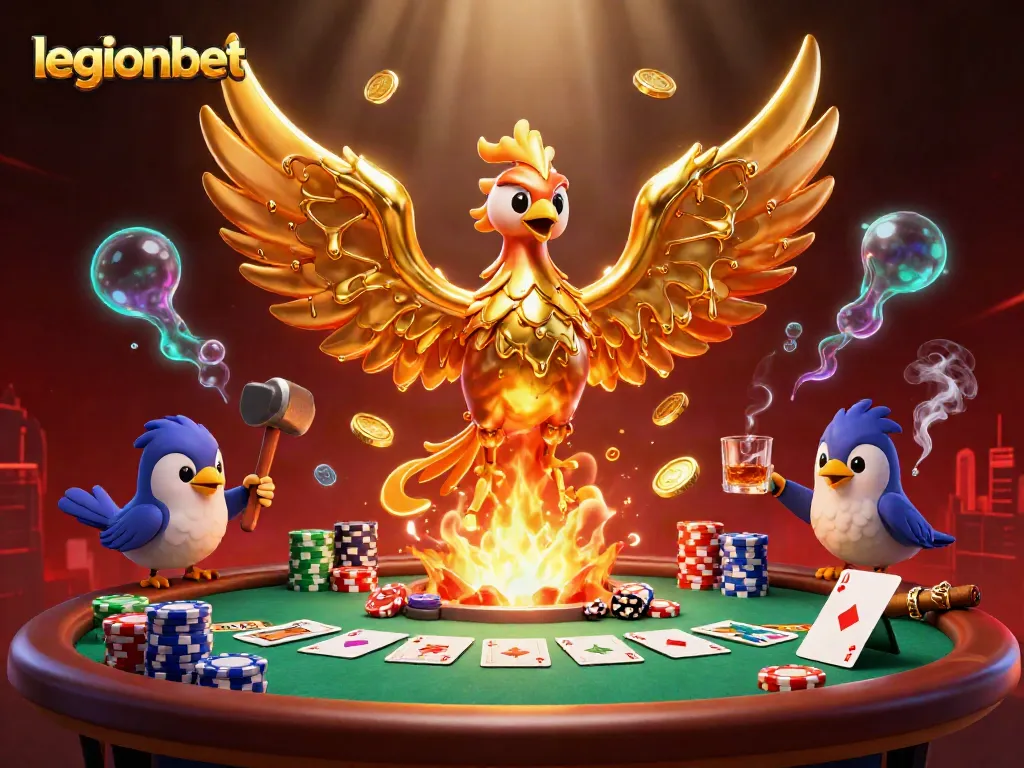 Experience winning moments at legionbet Casino with a golden phoenix and dynamic poker elements.