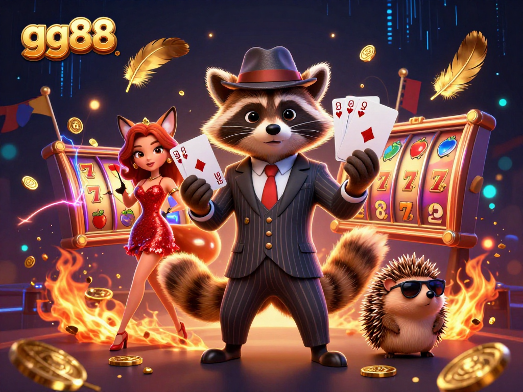 Spin the reels at GG88 for a chance to win jackpot prizes in an exciting casino scene.