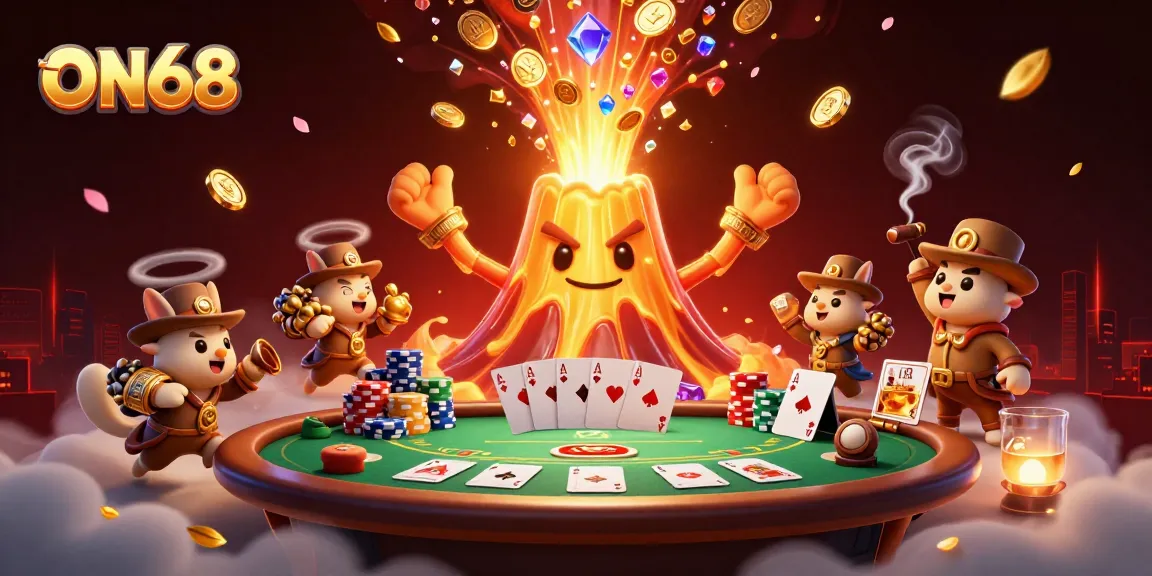 Experience thrilling gameplay at ON68 with a 3D volcano erupting coins and adventure!
