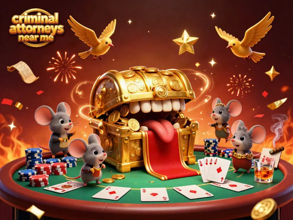 Catch the excitement with criminal attorneys near me as adventurer mice are drawn to a treasure chest made of gold coins.