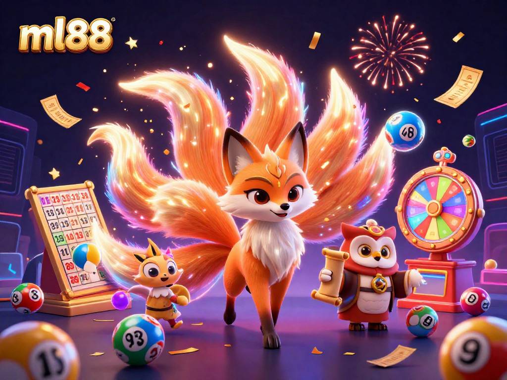 Experience the excitement of ml88's online casino with vibrant neon graphics and engaging characters.
