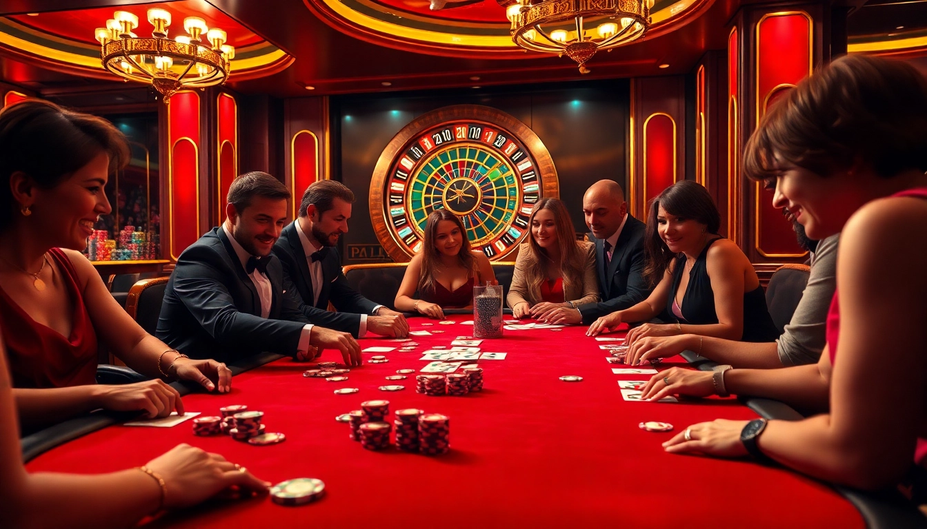Players engaging in high-stakes action at red88 casino table with vibrant chips and cards.