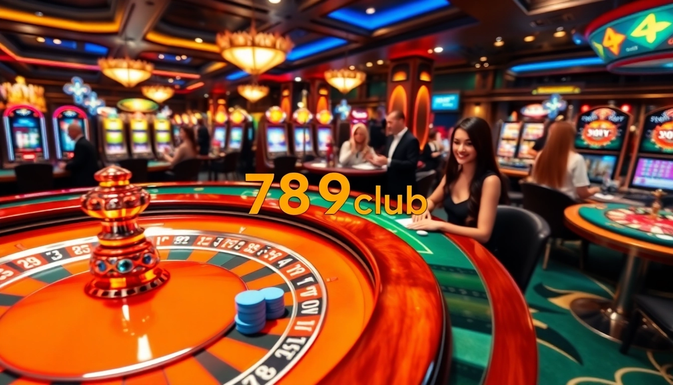 Players enjoying various games at 789club, showcasing excitement and luxury in a vibrant casino atmosphere.