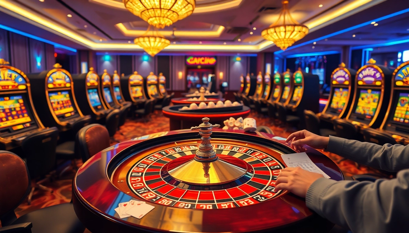 Experience excitement at the Link Hitclub casino with strategic bets at roulette and vibrant slot machines.