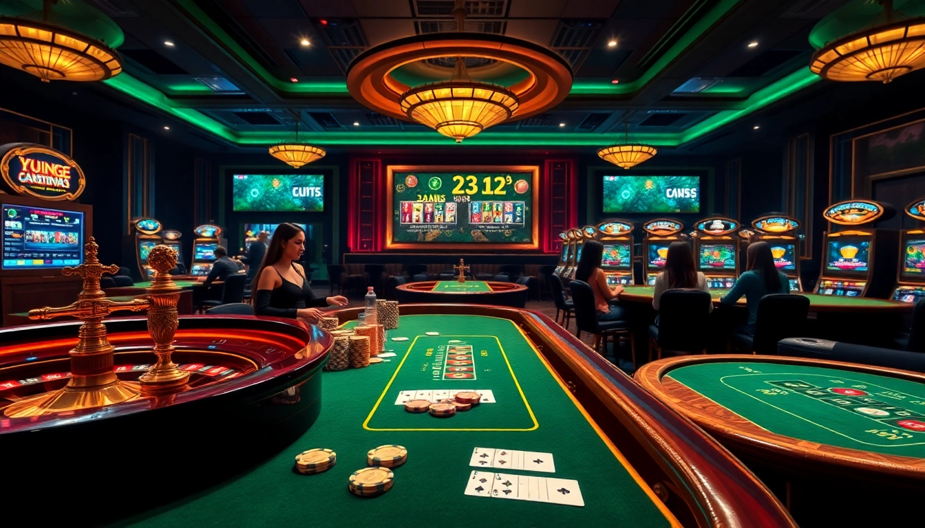 Experience thrilling QQ88 casino games with vibrant tables, lively players, and luxurious ambiance.