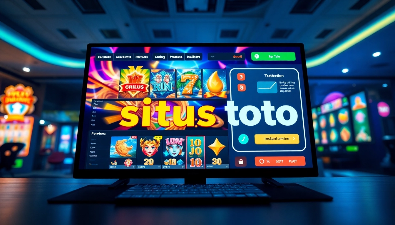 Situs toto interface showcasing vibrant slot games and quick transactions in an engaging online gaming atmosphere.