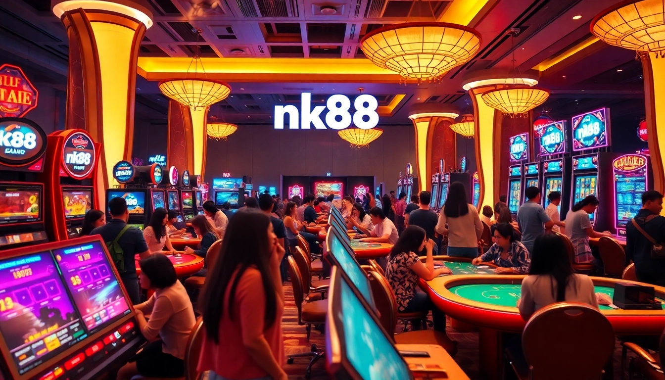 nk88 gaming experience in a vibrant casino environment with excitement and luxury