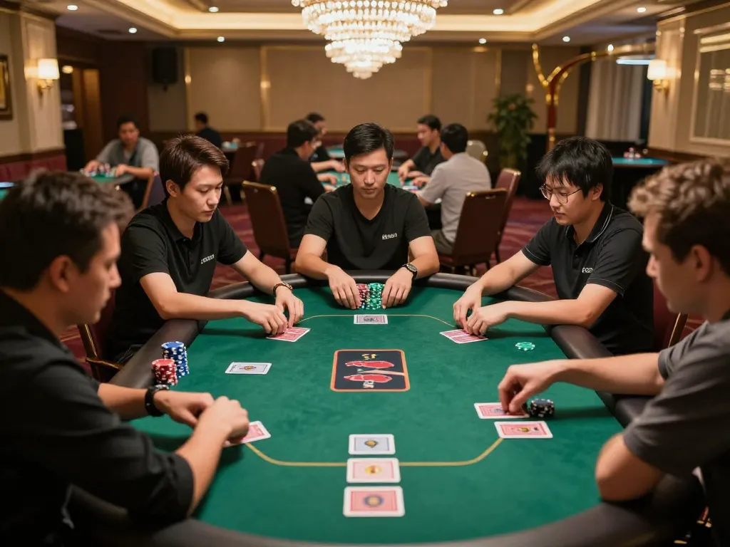 Experience thrilling poker gameplay at keonhacai5, showcasing intense competition and strategic moves.