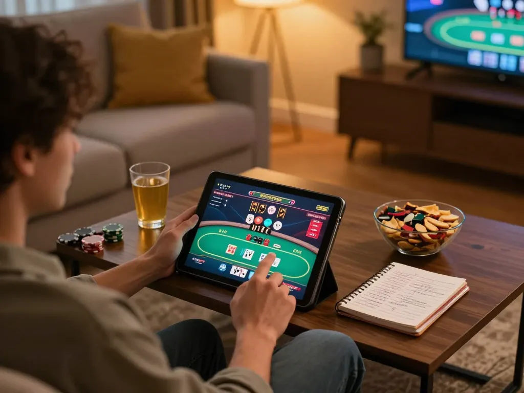 Players strategizing their next move on 98win’s online poker table, enhancing their winning chances.