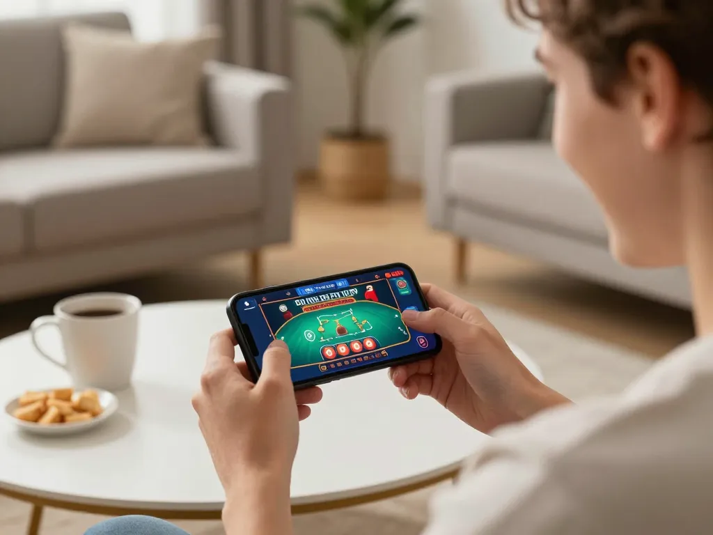 Player using the KKBD Bangladesh app on smartphone, enjoying an immersive online gaming experience.
