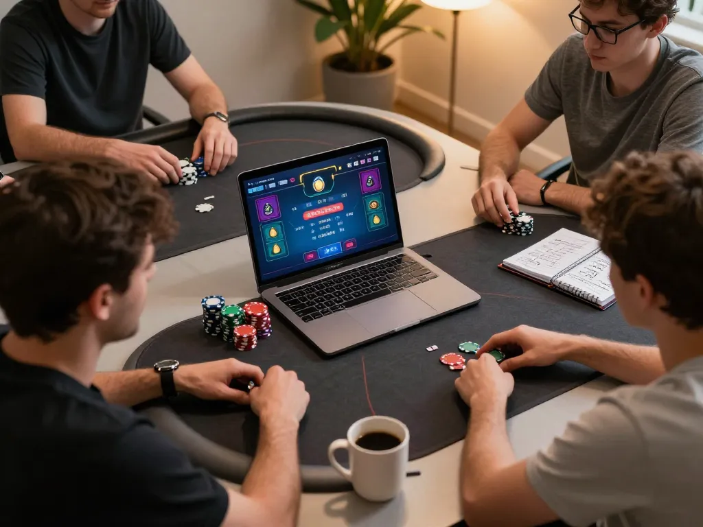 Cucu777 players strategizing during an engaging online poker game at home.