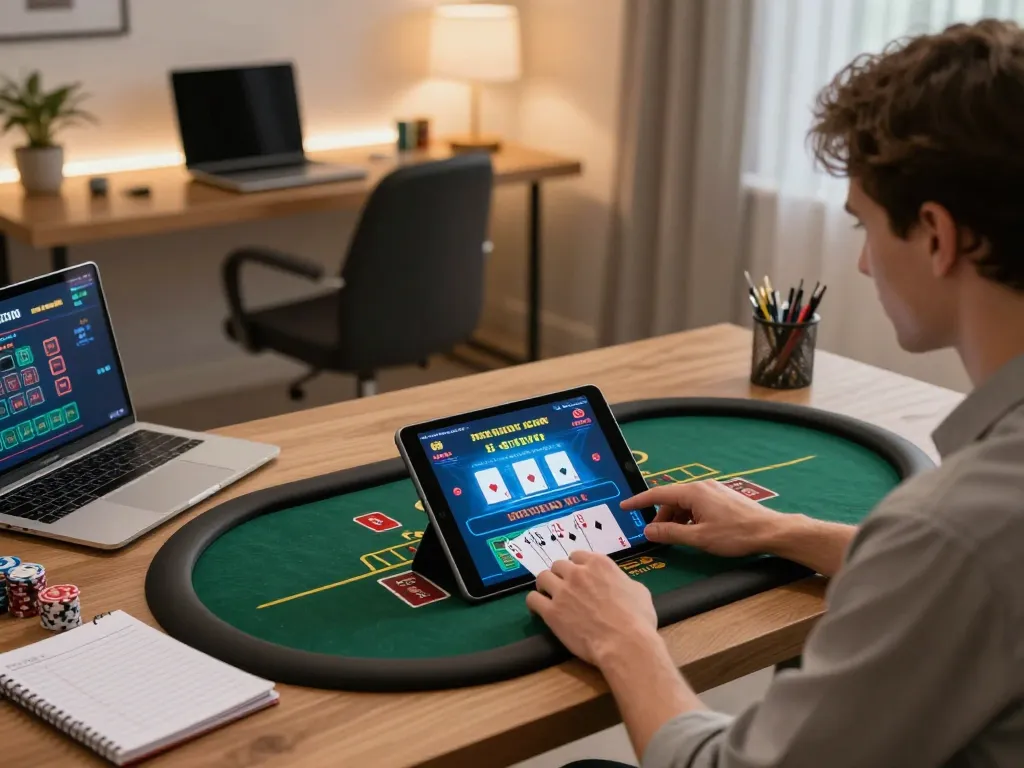 Experience sc88 by playing live dealer blackjack in a cozy home environment, highlighting strategic gaming moments.
