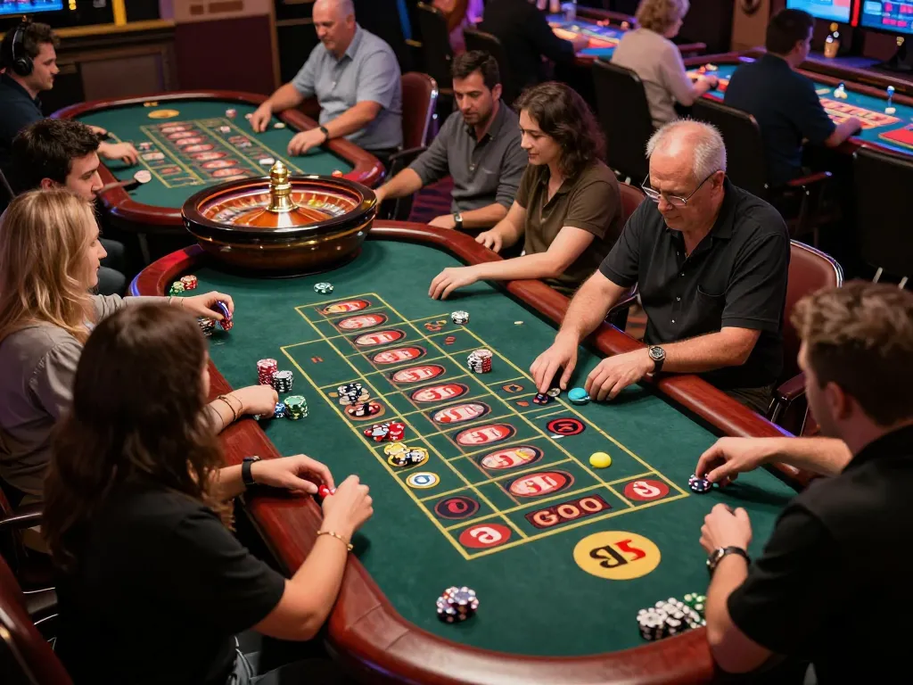 Experience the excitement of Go88 Casino with players placing bets at a lively roulette table