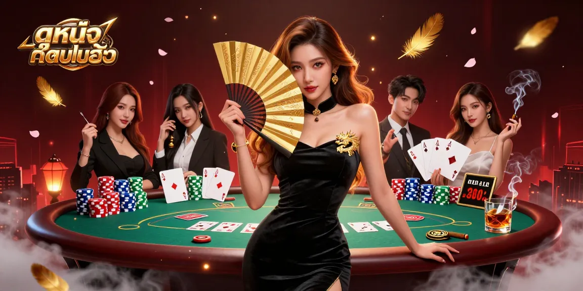Discover exciting ดูหนังออนไลน์ experiences with a captivating scene of a glamorous poker atmosphere.