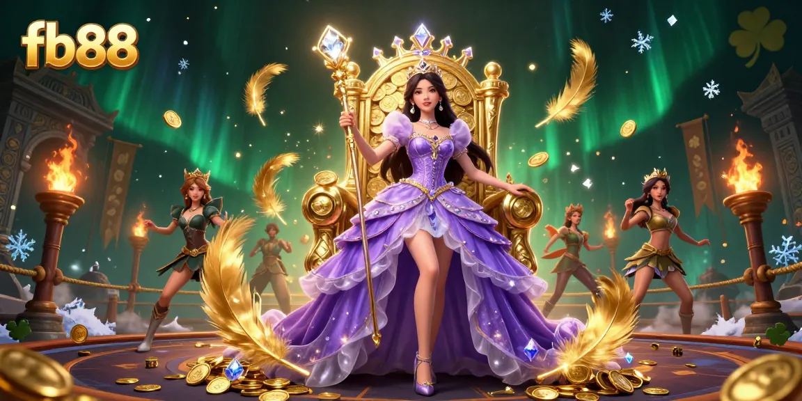 Engage in thrilling gaming at fb88 with a stunning illustration of casino elements and characters.