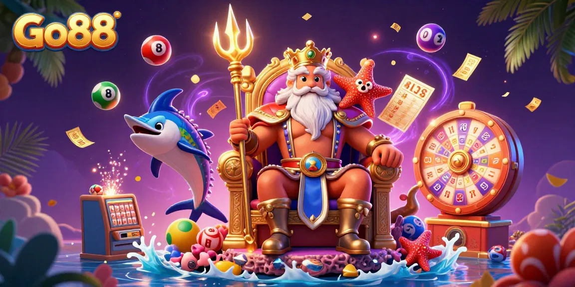 Experience the excitement of Go88 with dynamic games and vibrant visuals in a captivating casino scene.