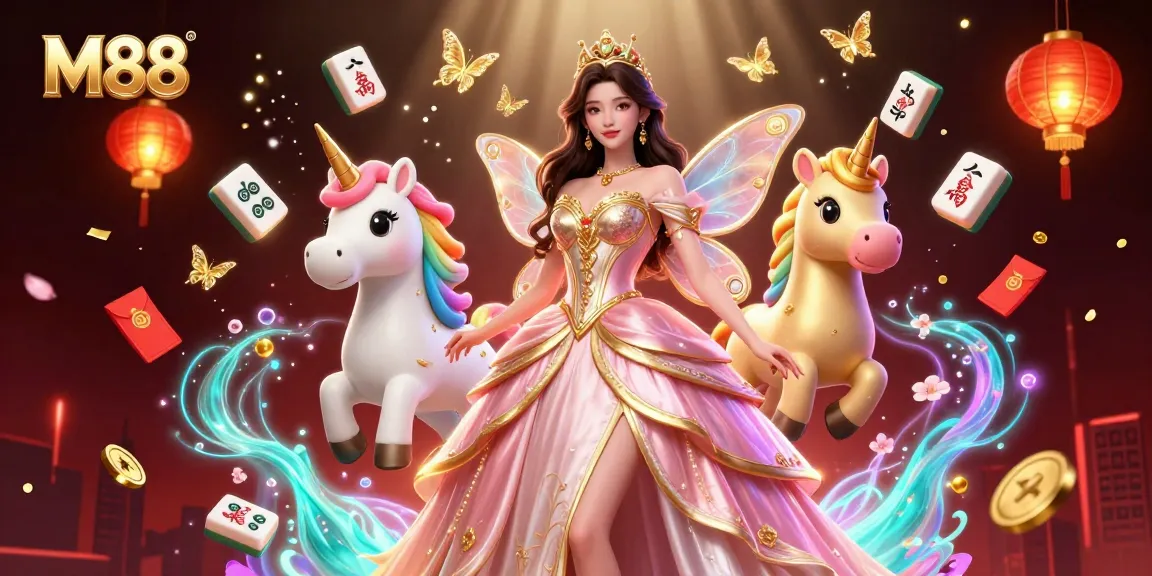 M88 offers an immersive gaming experience with a vibrant scene showcasing elements from online gambling.