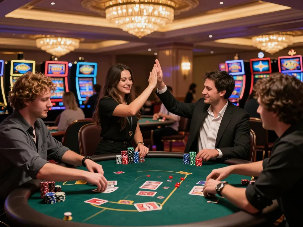 Players enjoying an engaging moment at luck8 casino tables during an exciting game.