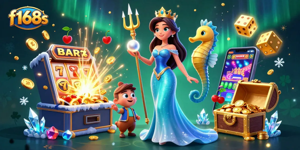 Win big at f168s with a dazzling slot scene featuring an ocean-themed jewel and exciting casino elements.