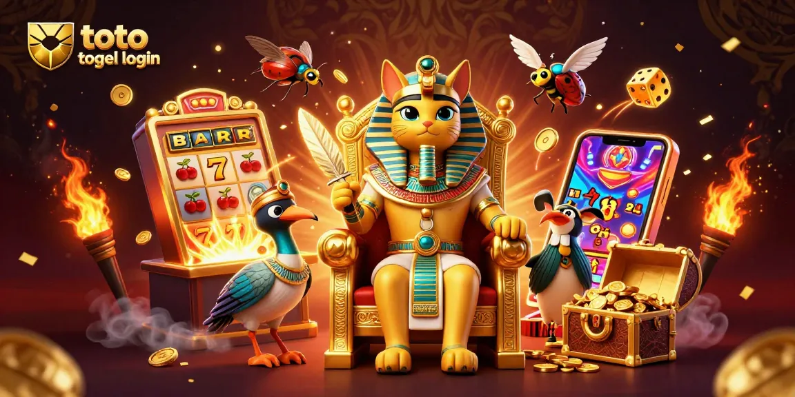 Engage with the exciting world of toto togel login amidst a vibrant 3D casino illustration.