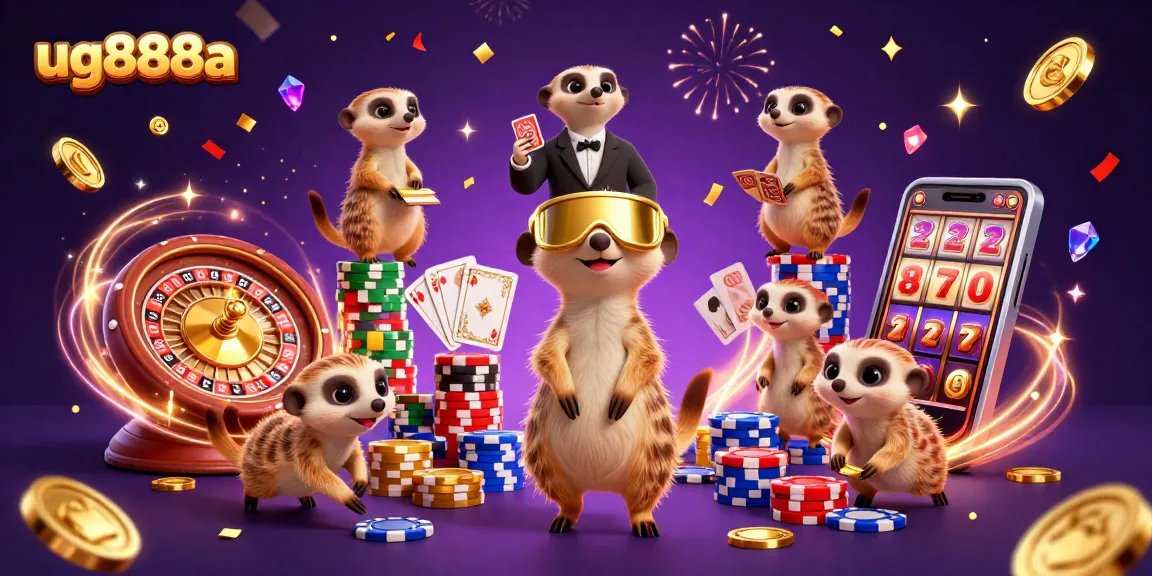 Engage with ug888a's lively casino scene featuring adorable meerkats in action.