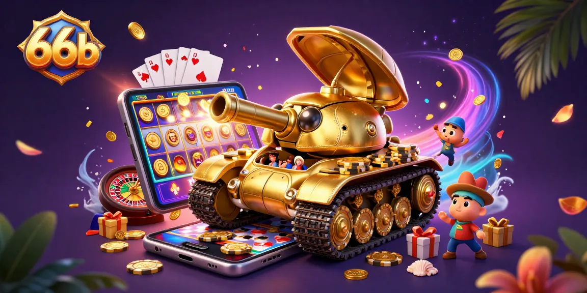 Join the 66b adventure with a golden beetle tank casino, vibrant game elements erupting with excitement.