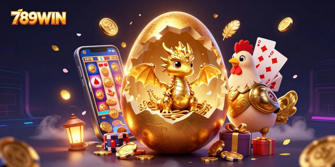 Engage in thrilling gaming fun at 789WIN featuring dragons, poker chips, and vibrant casino elements.