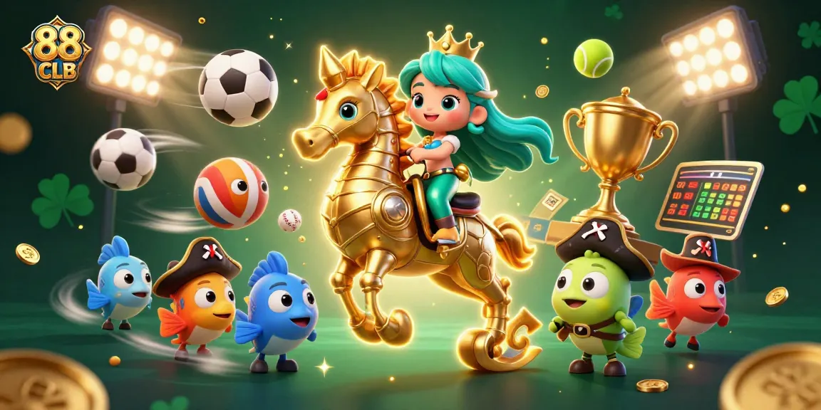 Experience the thrill of winning at 88 CLB in vibrant 3D casino-themed illustration.