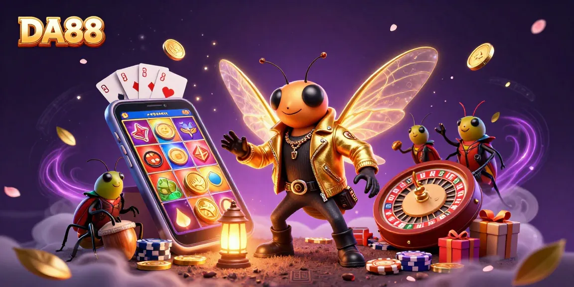Experience the vibrant DA88 gaming scene with a cicada rock star and thrilling slot games.
