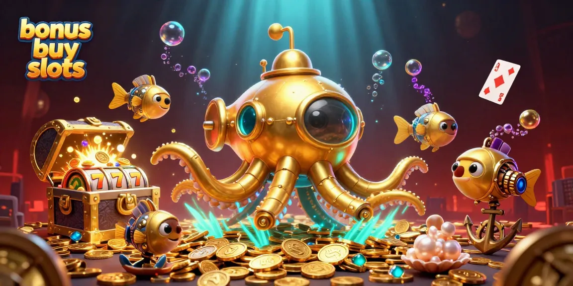 Spin the reels in bonus buy slots as a golden kraken submarine rises through coins and treasures.