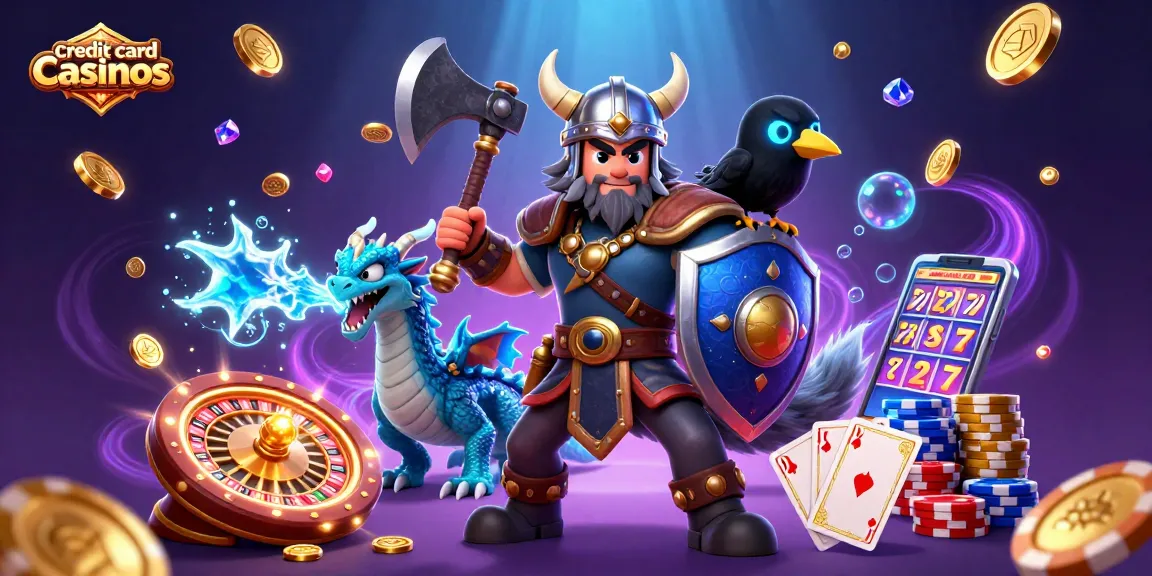 Experience exciting gameplay at credit card casinos with vibrant characters and casino elements.