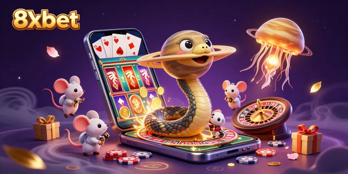 Experience thrilling gameplay at 8xbet with vibrant characters and casino elements in a visually rich scene.