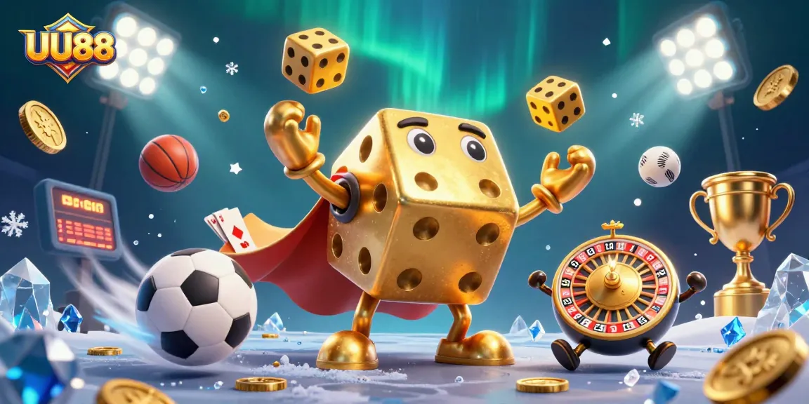 Experience the thrill of gambling with UU88's captivating casino scene featuring dynamic characters and action.