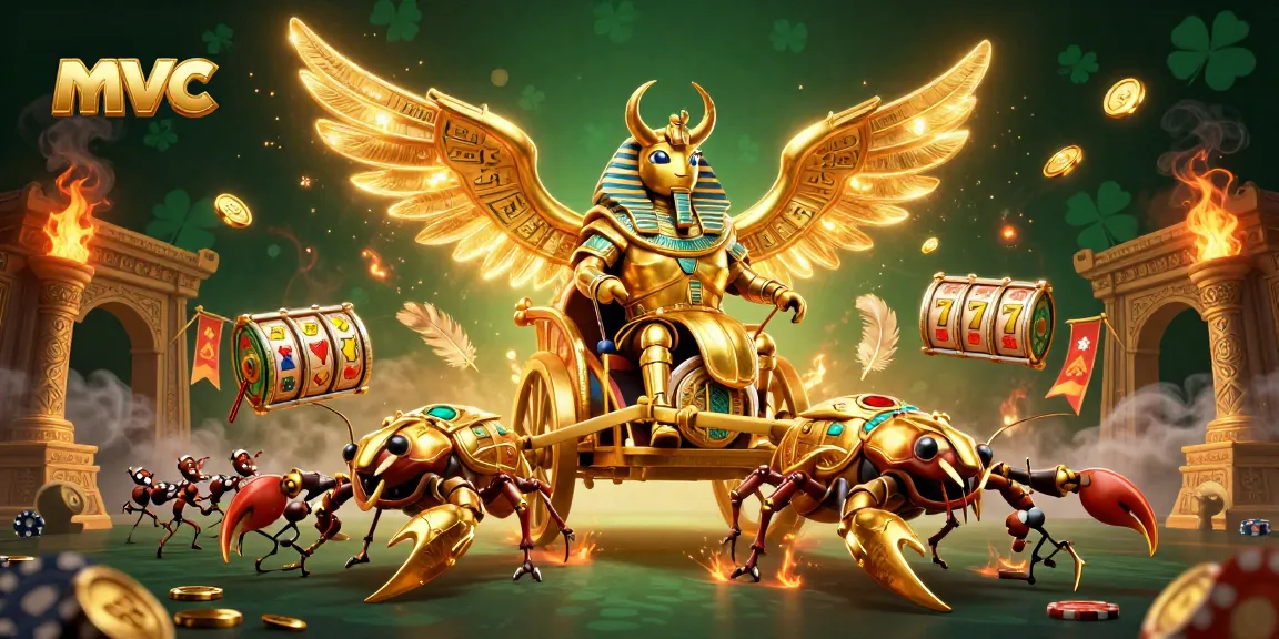 Play thrilling card games at mvc, featuring a golden scarab and spectacular casino elements.