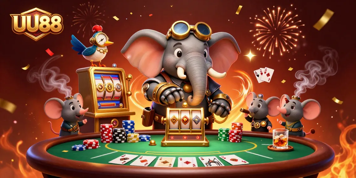 Spin the golden slot machine with UU88 as the vibrant casino action unfolds.