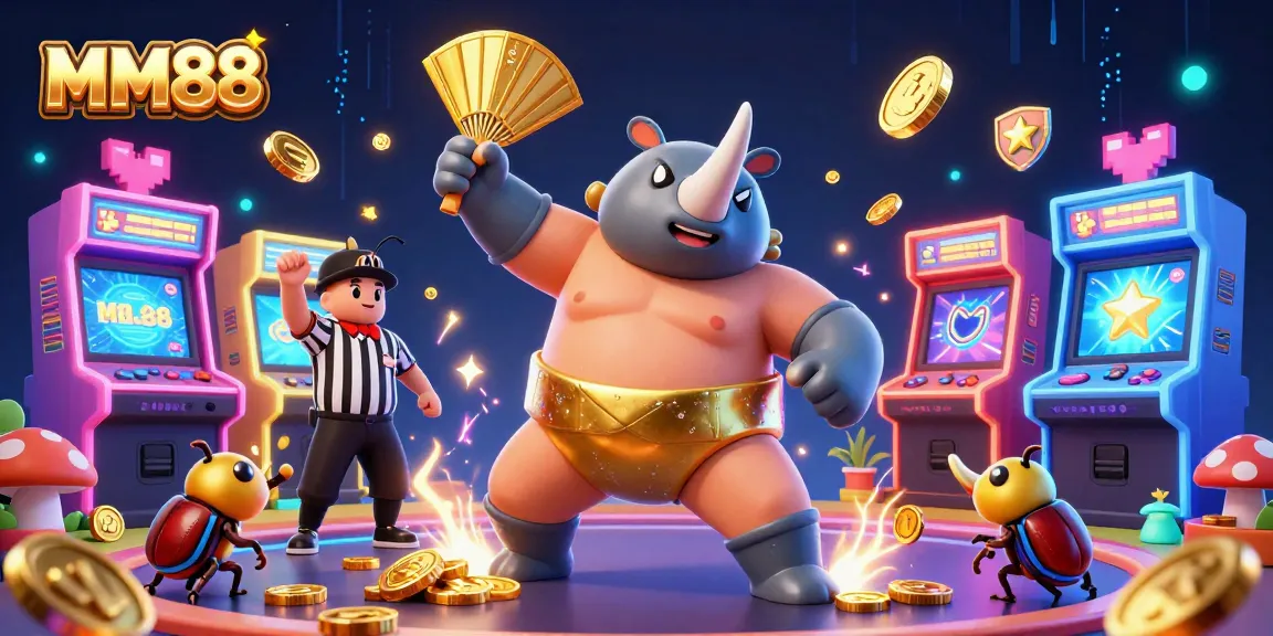 Experience thrilling gaming moments at MM88 with a dynamic clash of characters and casino elements.