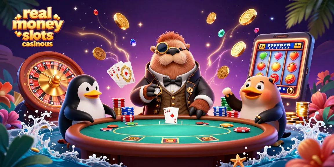 Experience real money slots casinous with a jolly walrus and friends at an underwater casino scene.