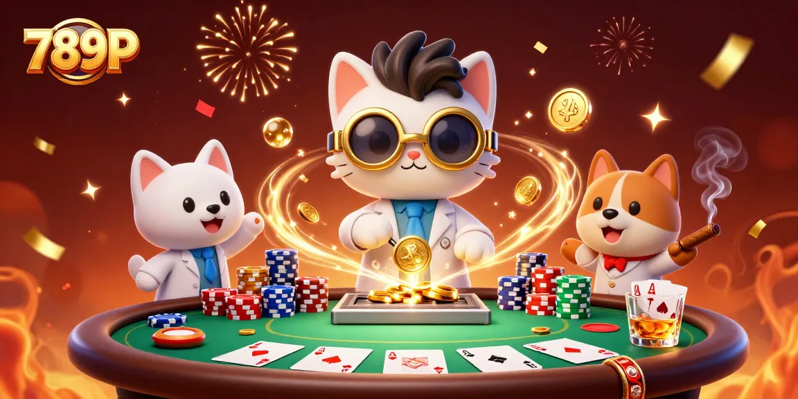 Experience thrilling gameplay at 789P with creative elements like poker chips and gold coins.