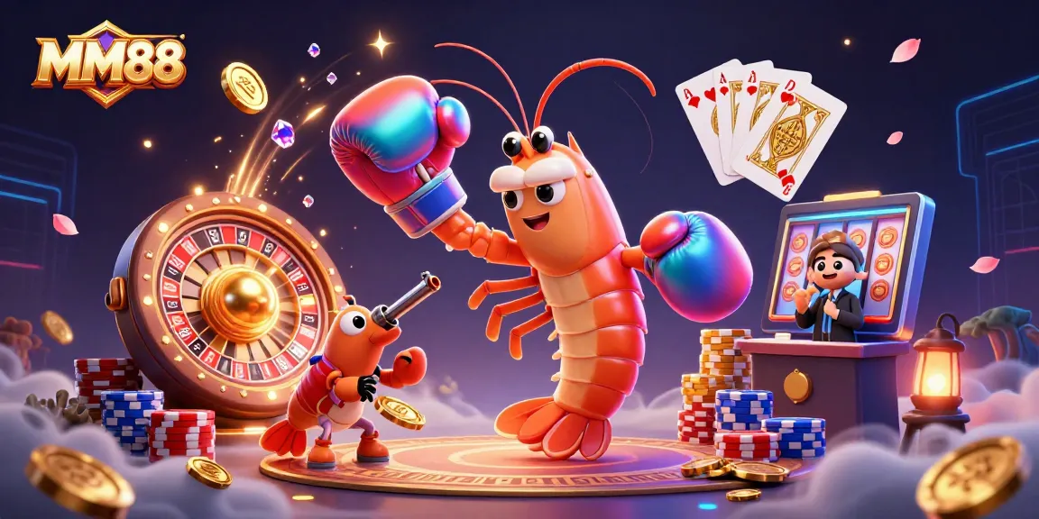 Win big with MM88 at the lively casino featuring vibrant characters and dynamic gaming elements.