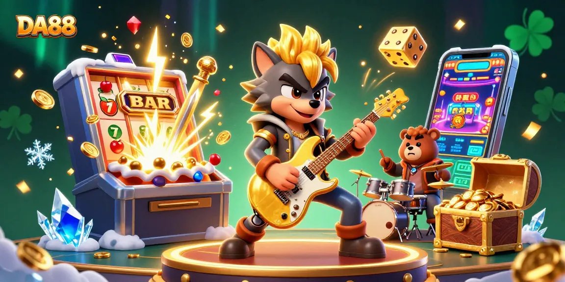Experience thrilling gaming action with DA88, featuring vibrant characters and dynamic casino elements.