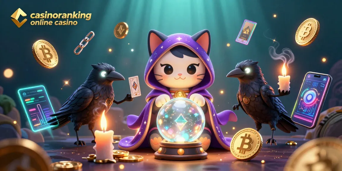 Engage with captivating experiences at casinoranking online casino, featuring a mystical scene of fortune tellers and crypto elements